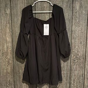 EXLURA Womens Square Neck Dress Long Puff Sleeve A-Line Casual Short Mini SZ XL